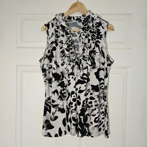 Milano Monochrome Women's Ruffle Blouse, Size XL